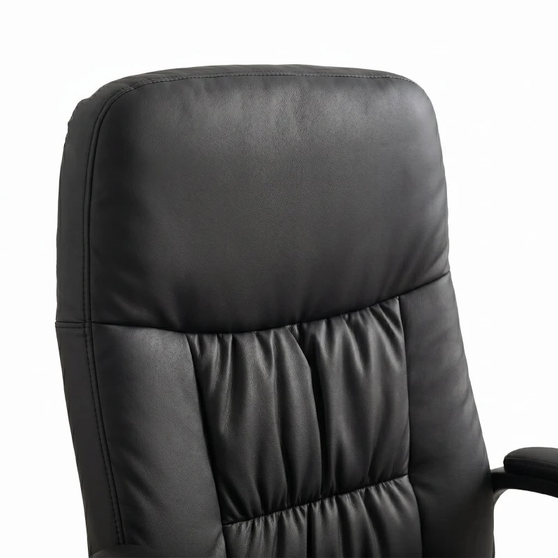 HOMCOM Poltrona Relax com Apoio para os Pés Estofada em PU Poltrona Relax Reclinável até 145° e Giratório 360° com Encosto Ajustável para Sala de Estar Dormitório Escritório 81x81x105cm Preto