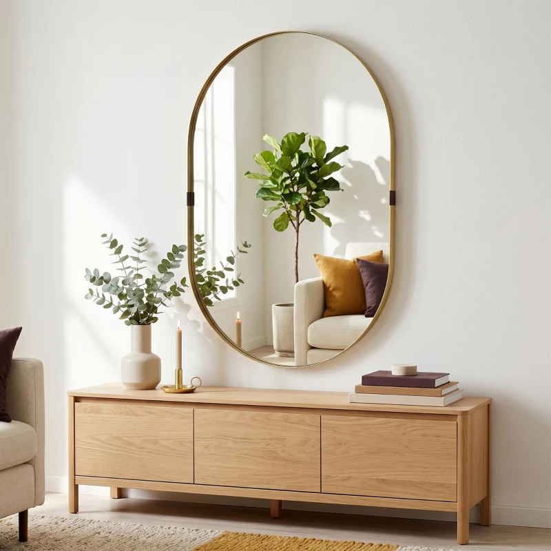 HOMCOM Wall Mirror, Bathroom Mirror with Elevated Aluminium Alloy Frame, 60 x 90 cm, Gold Tone