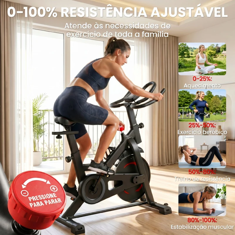 SPORTNOW Bicicleta Estática para Casa com APP Resistência Magnética Ajustável Ecrã LCD Assento e Guiador Ajustáveis Rodas