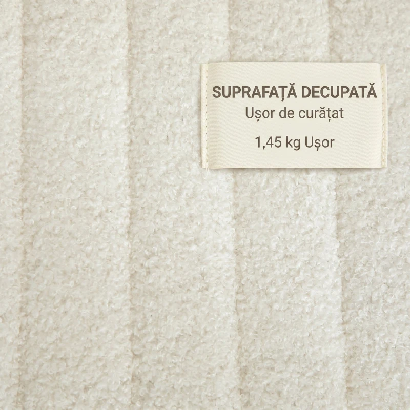 HOMCOM Bancă modernă pentru capătul patului cu picioare tip agrafă, din material textil cu efect de catifea, lemn și metal, 118,5x46x49,5 cm, crem