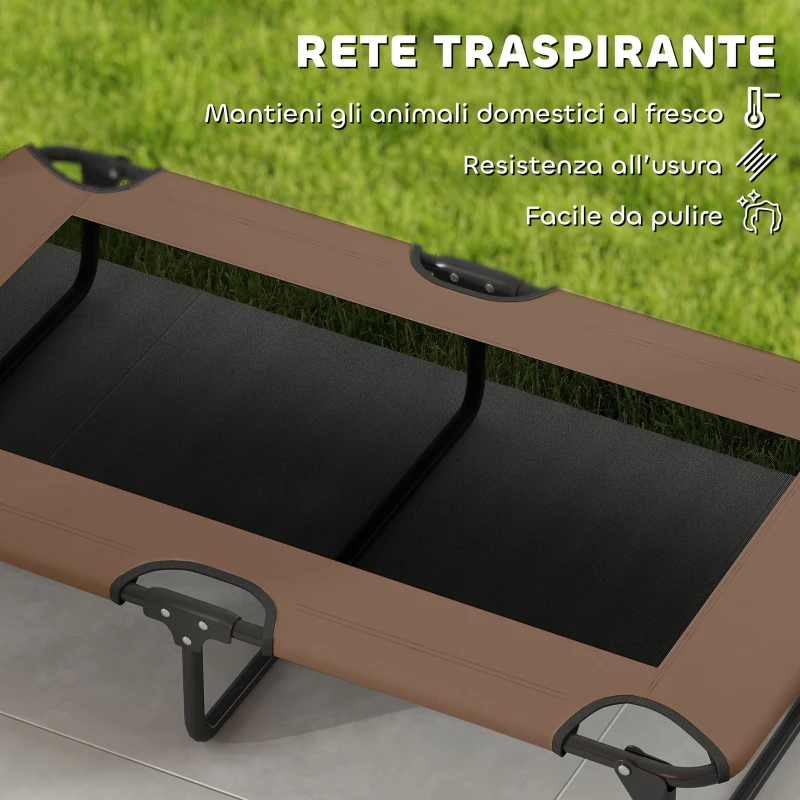 PawHut Letto per Cani Grandi Pieghevole con Tessuto a Rete da Interno ed Esterno, 107x61x20 cm, Marrone