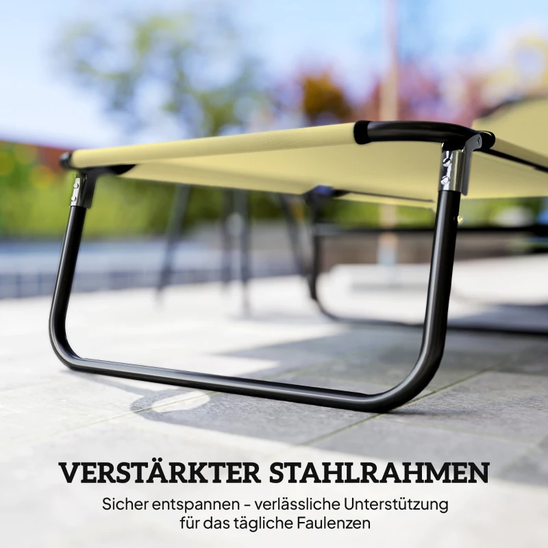 Outsunny Sonnenliege, 5-fach verstellbare Rückenlehne, schnelltrocknend, Metallrahmen, 190 x 56 x 28 cm, Creme