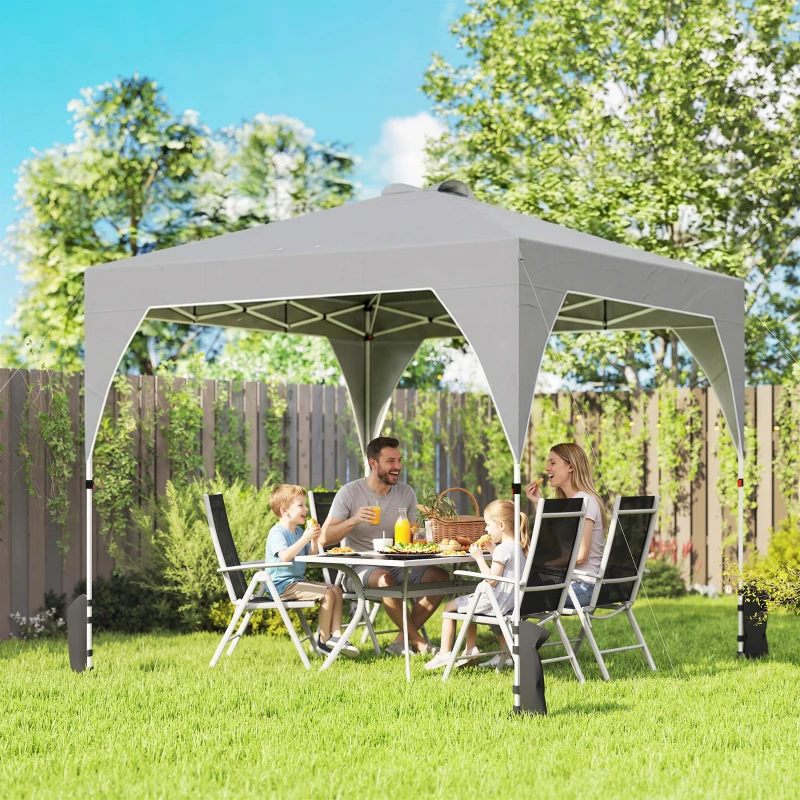 Outsunny Gazebo Pieghevole 3x3 m con Prese d'Aria, Sacchi di Sabbia e Borsa, in Tessuto Oxford e Metallo, Grigio Scuro