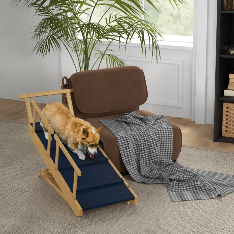 PawHut Hondenloopplank, verstelbaar, inklapbaar, met hekjes, voor honden tot 40kg, houten frame, 85 x 40 x 78,5 cm, Zwart