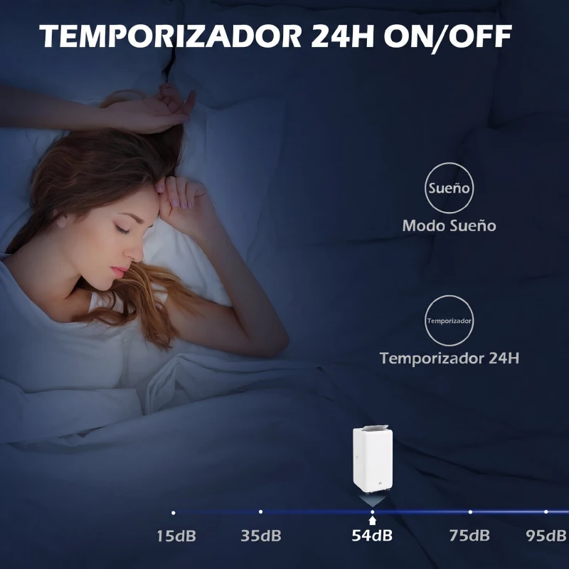 HOMCOM Aire Acondicionado Portátil 12000 BTU 5 en 1 Enfriamiento Deshumidificador Ventilador Temporizador para 35 m² Blanco