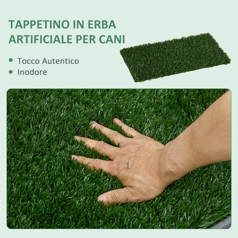 PawHut Toilette per Cani con Prato Sintetico, Erba di Ricambio e Vassoio Inferiore per Interno ed Esterno, 67x41x3.5 cm