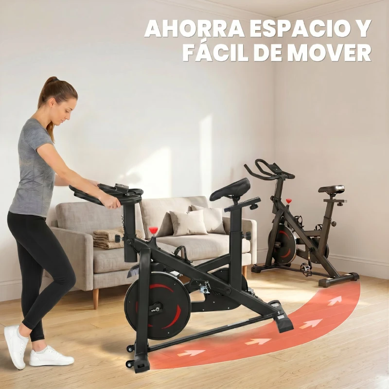 SPORTNOW Bicicleta Estática en Casa con App Resistencia Magnética Regulable Pantalla LCD Asiento y Manillar Ajustables Ruedas