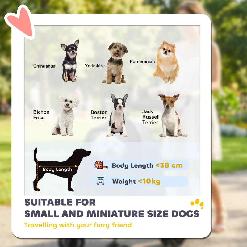 PawHut Hundewagen Faltbar Hundebuggy mit Kissen Netzfenstern Getränkehalter 360° drehbare Räder für kleine Hunde bis 10kg Grau