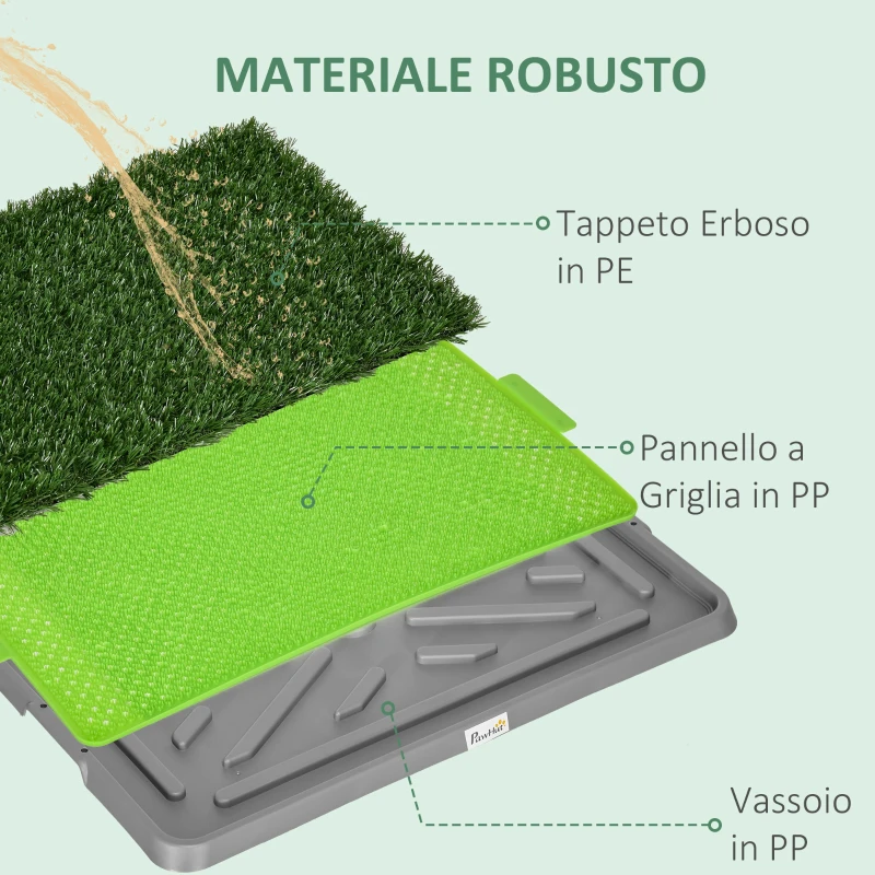 PawHut Toilette per Cani con Prato Sintetico, Erba di Ricambio e Vassoio Inferiore per Interno ed Esterno, 67x41x3.5 cm