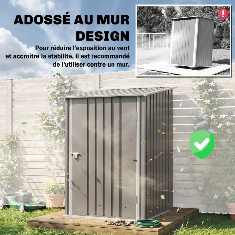 Outsunny Abri de Jardin 1m² - Remise pour Outils - cabanon Porte verrouillable - dim. 1L x 1,03l x 1,6H m - tôle d'acier ondulée