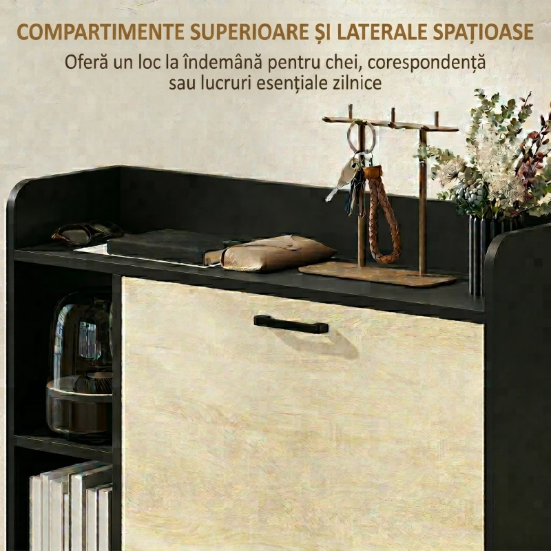 HOMCOM Meuble à chaussures 15 paires, armoire à chaussures moderne avec 2 tiroirs rabattables, 83x24x90,5cm, effet bois naturel