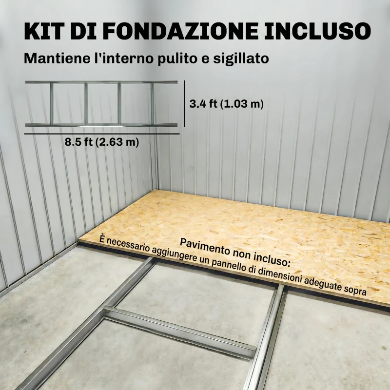 Outsunny Casetta da Giardino 4.9 m² con Fondazione, 4 Prese d'Aria e 2 Porte Scorrevoli, Capanno Porta Attrezzi in Lamiera d'Acciaio, 277x195x192 cm, Verde Scuro