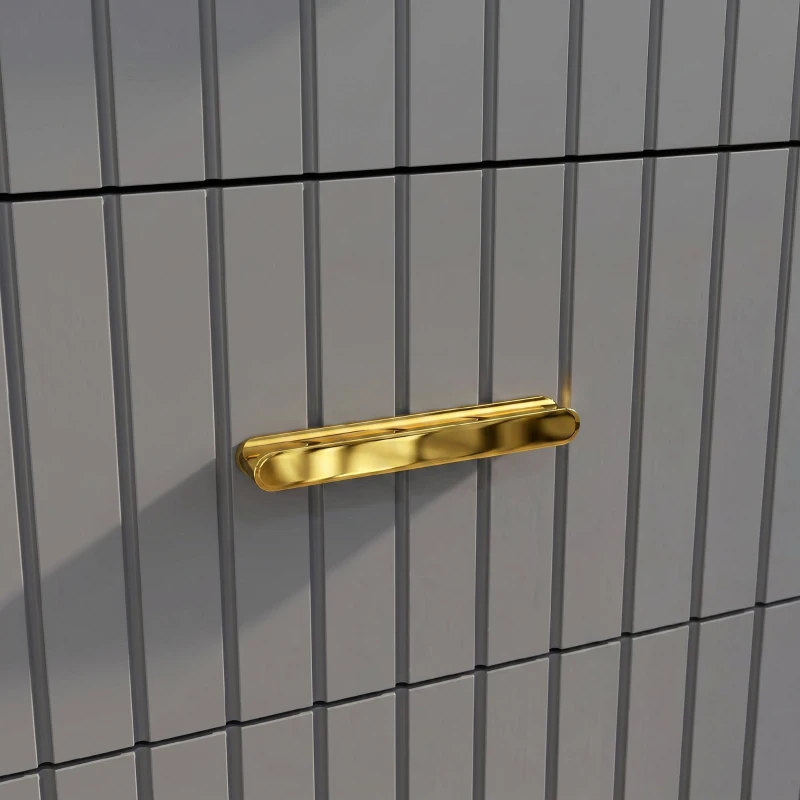 HOMCOM Comodă modernă cu 3 sertare din lemn și aluminiu, 60x40x71,5 cm, auriu și gri închis