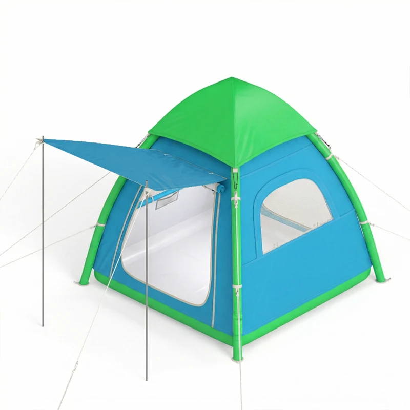 Outsunny Tenda Inflável 3 Pessoas Montagem Rápida Tenda de Camping Exterior com Bomba de Ar Janelas em Rede Teto Removível