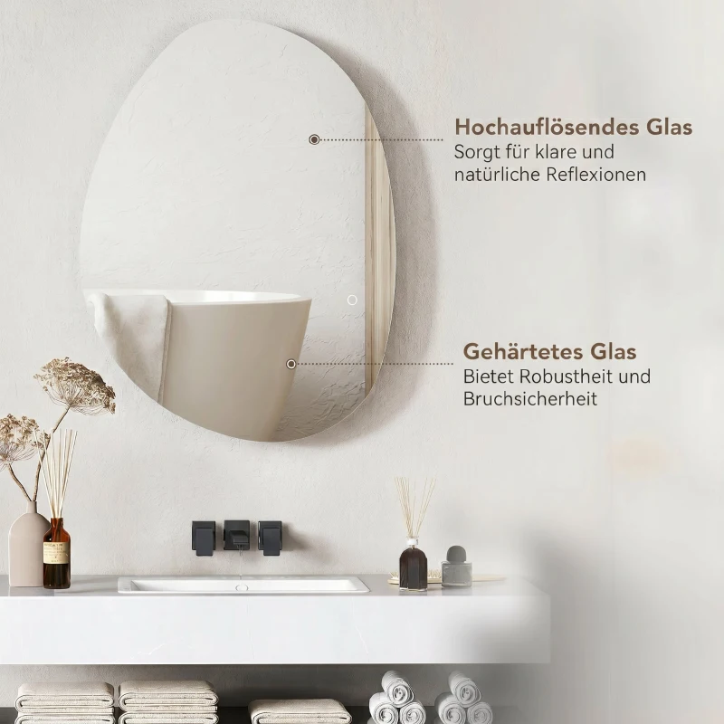 HOMCOM Oglindă de baie iluminată cu LED, cu culoare și temperatură reglabilă, din sticlă securizată, 80x5x60 cm, argintiu