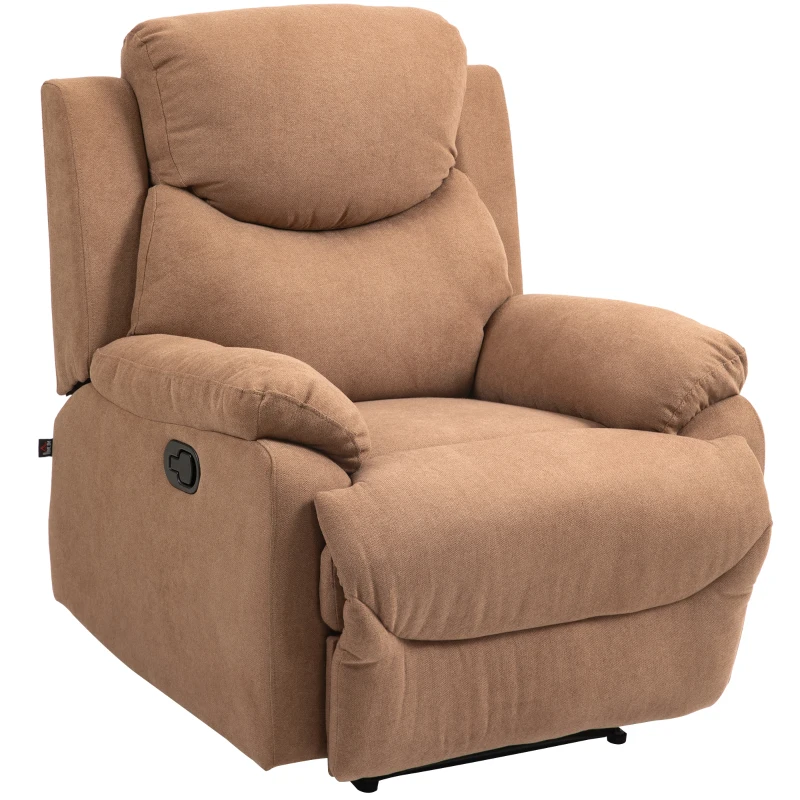 HOMCOM Fotoliu Relax Manual Reclinabil la 150° cu Suport pentru Picioare din Material Textil, 93x88x102cm, Maro Închis