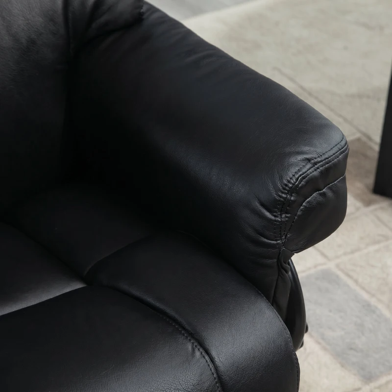 HOMCOM Fotoliu Relax cu Taburet pentru Picioare, Reclinabil la 145° cu Șezut Rotativ, Imitație Piele, Negru