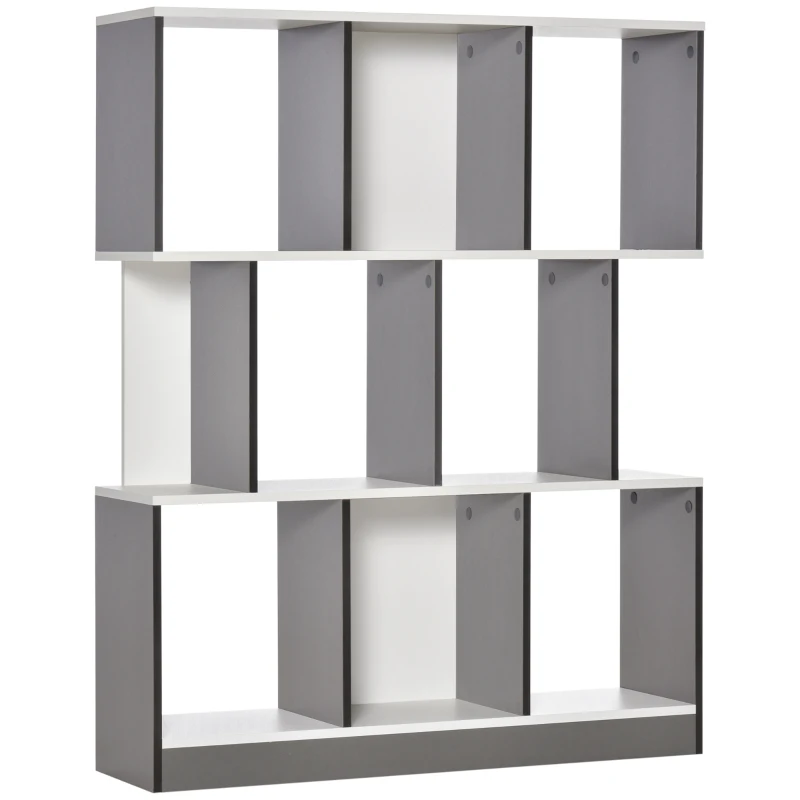 HOMCOM Bibliotecă cu 8 Rafturi pentru Sufragerie și Dormitor, din Lemn, 100x24x124 cm, Gri Închis