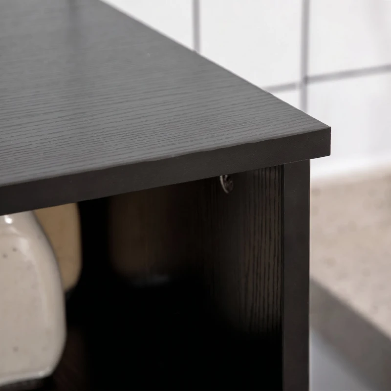 HOMCOM Credență de Bucătărie din Lemn pentru Cuptor cu Microunde cu Dulapuri, Rafturi și Sertar, 90x40x120 cm, Negru