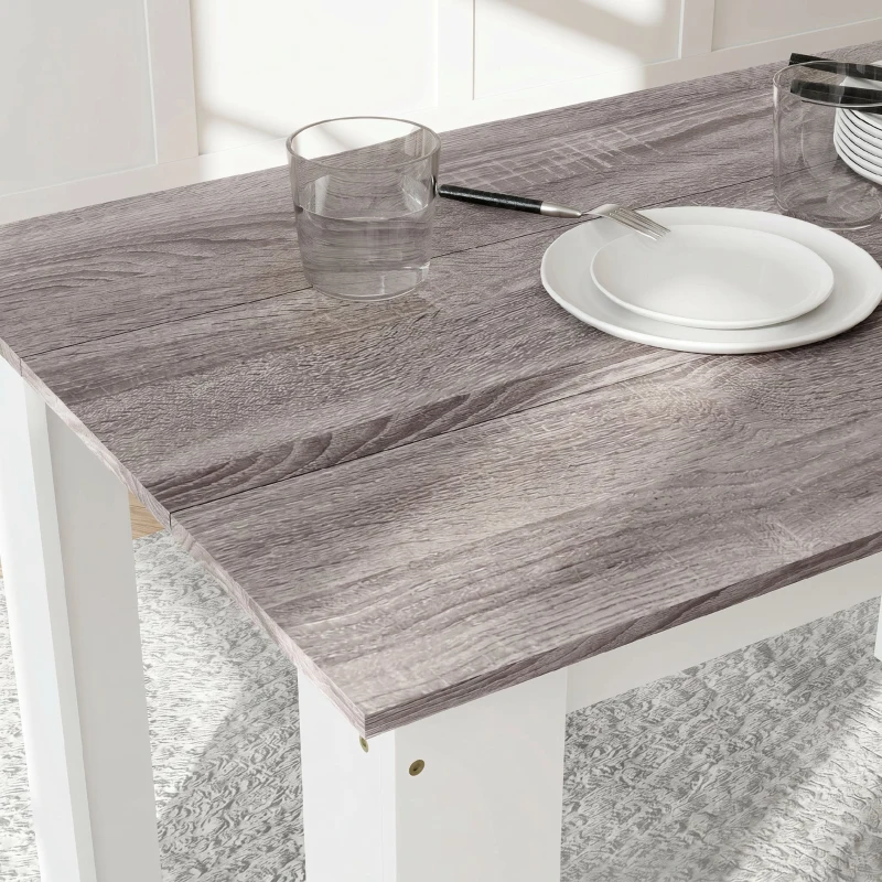 HOMCOM Masă de Luat Masa Modernă din Lemn pentru 4-6 Persoane, 120x69x75cm, Gri și Alb
