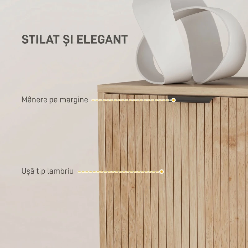 HOMCOM Dulap Mobil din Lemn cu 2 Niveluri și Raft Reglabil pe 3 Niveluri, 78x40x77,5 cm, culoare Stejar