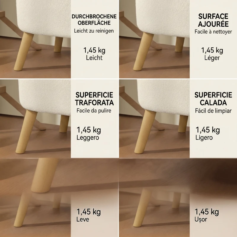 HOMCOM Bancă de depozitare de 65L din material teddy și picioare din lemn, 120x42x45 cm, bej