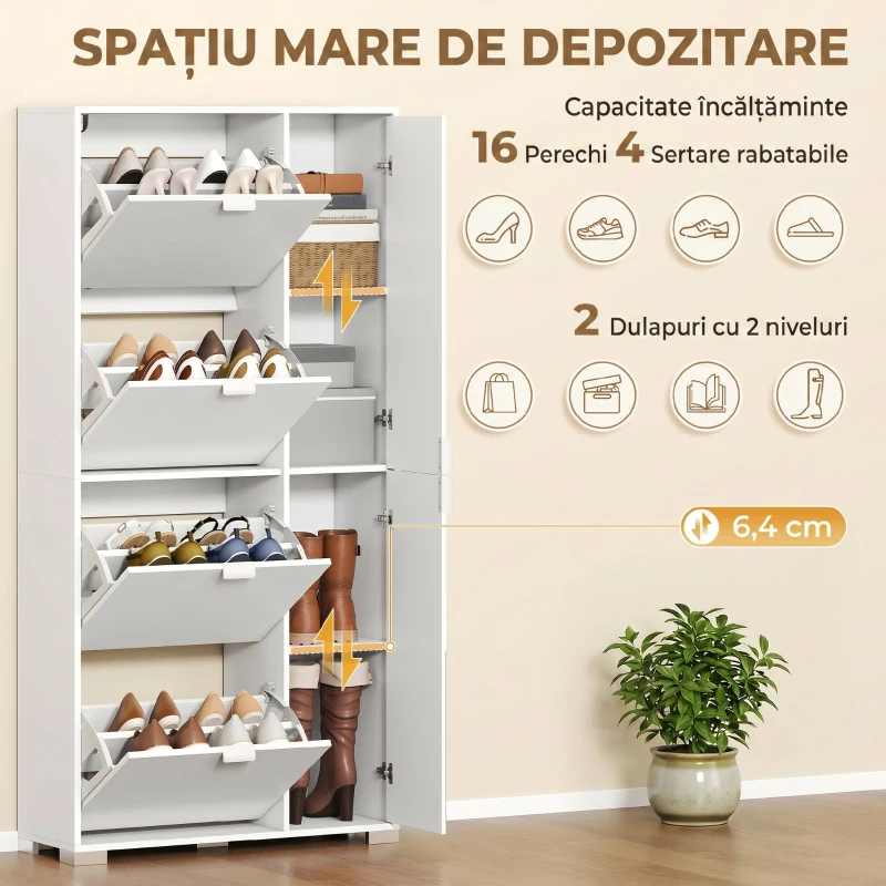 HOMCOM dulap pantofi rabatabil