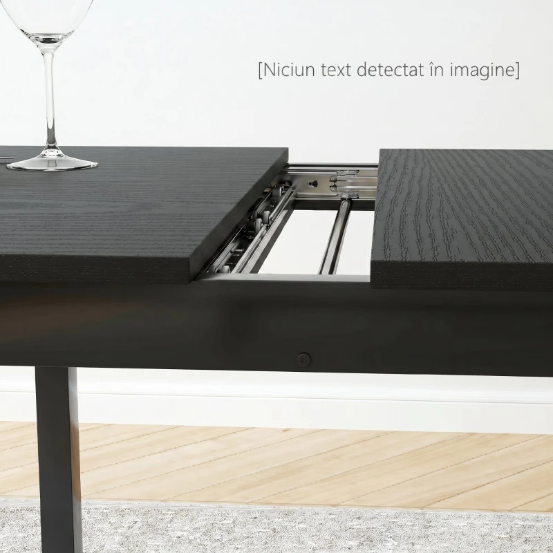 HOMCOM, Masă Extensibilă, Expandabilă de la 120-160 cm cu Picioare, din MDF, Oțel, 160x70x75cm, Negru