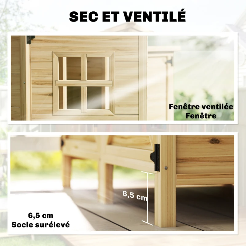 Outsunny Armoire de Jardin en Bois Abri de Jardin Toit en Asphalte Double Zone et Étagères Amovibles 106x57x167cm Naturel