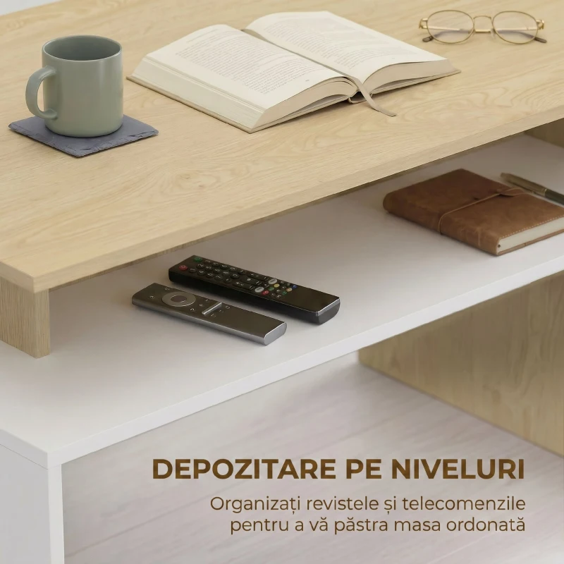HOMCOM Masă joasă cu depozitare