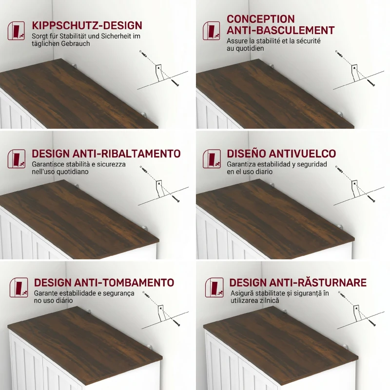 HOMCOM Bufet Bucătărie Modern cu 2 Uși și Raft Reglabil din Lemn, 80x39,7x80cm, Alb