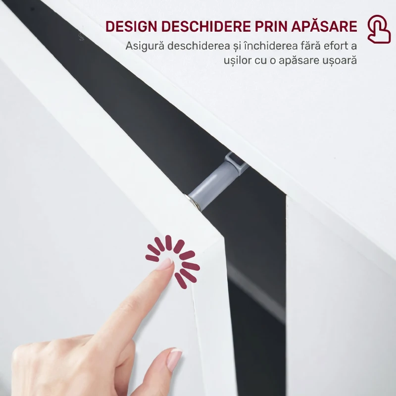 HOMCOM Bufet Modern cu 2 Dulapuri și 3 Rafturi din Lemn, 107x40x80 cm, Alb