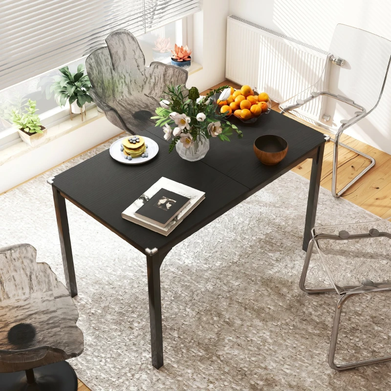 HOMCOM, Masă Extensibilă, Expandabilă de la 120-160 cm cu Picioare, din MDF, Oțel, 160x70x75cm, Negru