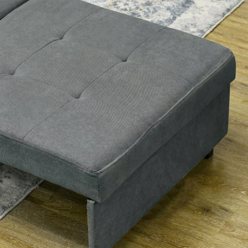 HOMCOM Poltrona Letto in Tessuto Effetto Velluto Grigio con 2 Cuscini e Spazio Contenitore, 100x98x88 cm