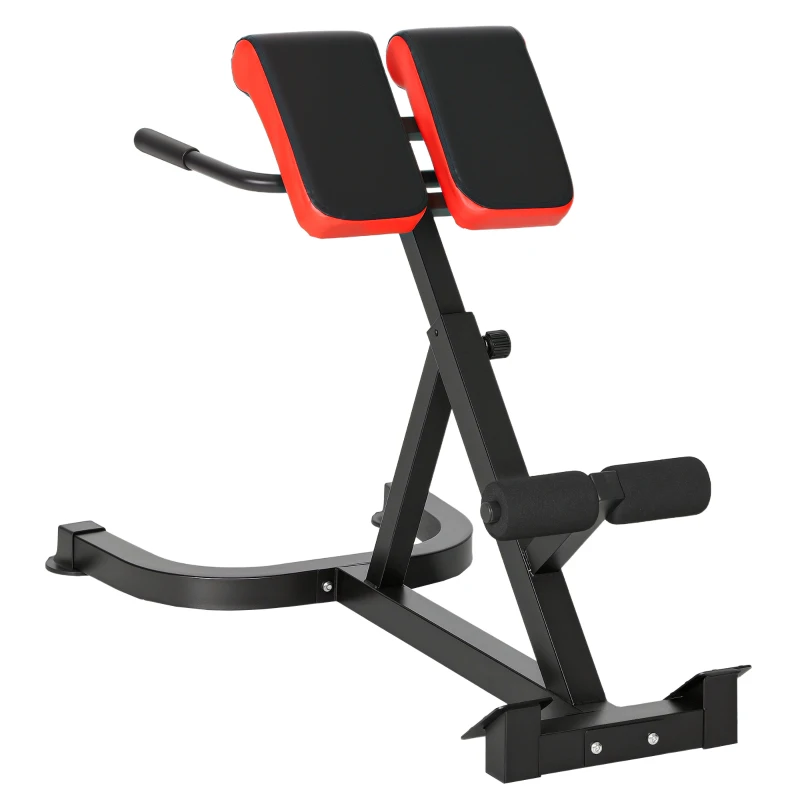 SPORTNOW Trainingsstuhl, Fitnessbank, Hantelbank, Stahl, verstellbar, Griffe, Rot+Schwarz