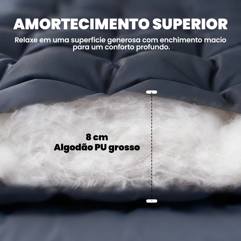 Outsunny Colchão Cama de Campismo Dobrável com Correias Antiderrapante Espessura 8 cm Cinzento Escuro