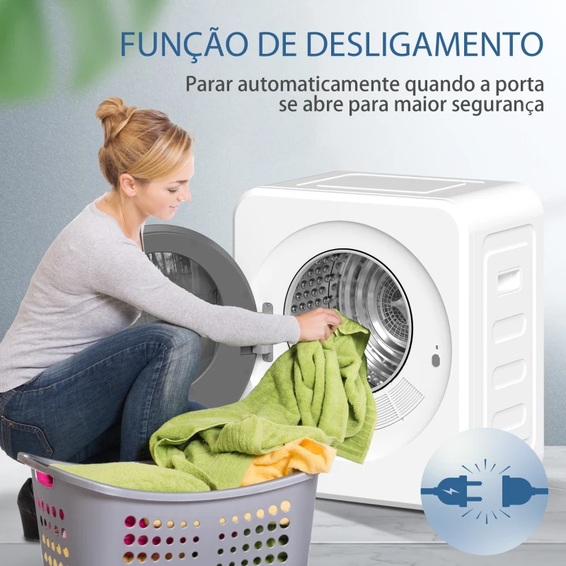 HOMCOM Secadora de Ventilação de 4 kg 800 W com Função Esterilizar Temporizador, Ecrã LED Tátil Tambor Inox Branco
