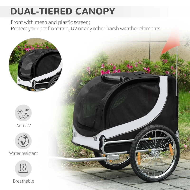 PawHut Steel Dog Bike Trailer Pet Cart Carrier for Bicycle Kit Water Resistant with Hitch Coupler Travel