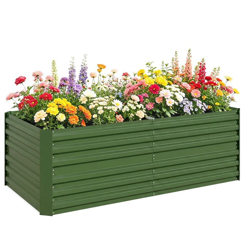 Outsunny Carré potager de jardin rectangulaire tubes de renforcement acier galvanisé 180 x 90 x 59 cm