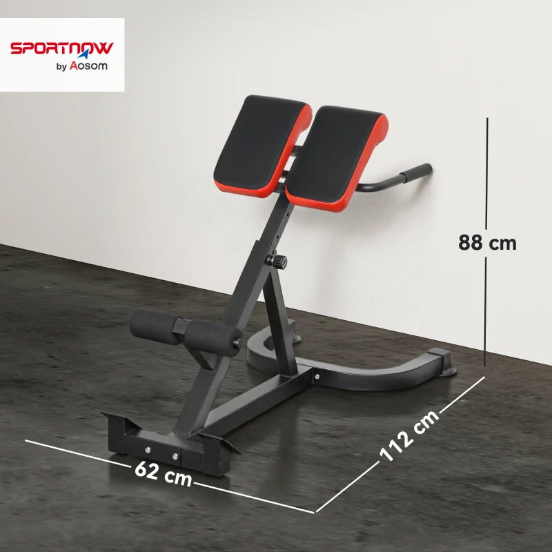 SPORTNOW Trainingsstuhl, Fitnessbank, Hantelbank, Stahl, verstellbar, Griffe, Rot+Schwarz