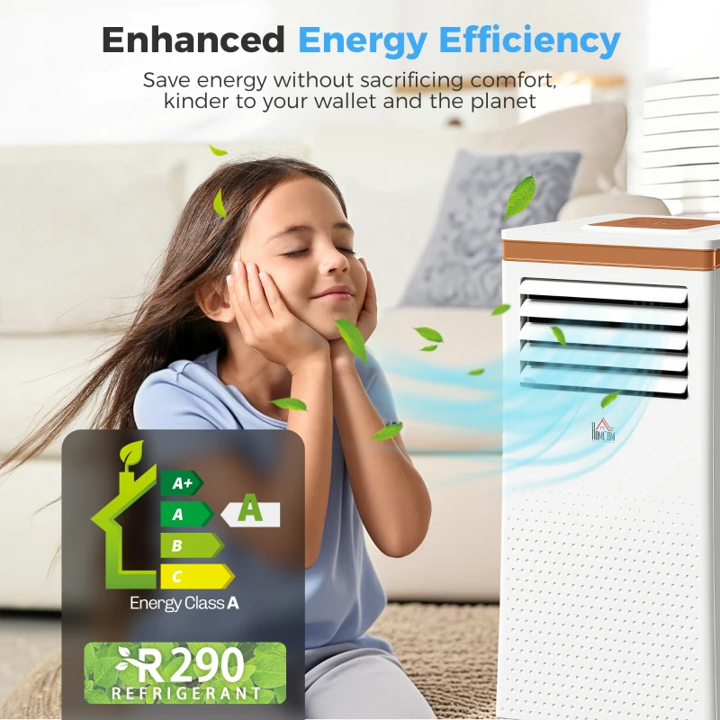 HOMCOM Portable Air Conditioner 7000 BTU, 4-in-1 Air Conditioning Unit with Cooling, Fan, 19.2L/Day Dehumidifier & Sleep Mode, LED Display, Remote Control, 24H Timer, Window Kit for Rooms up to 26㎡