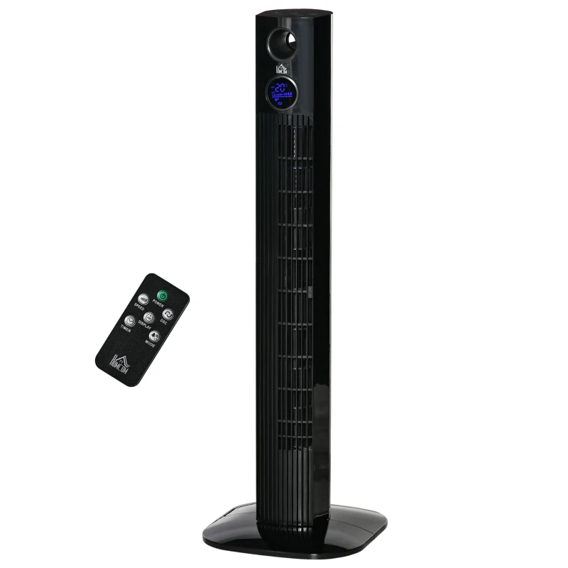 HOMCOM Ventilatore Colonne Oscillante 70° con 3 modalità e 3 velocità, Telecomando e Timer 12h, 31.5x31.5x96 cm, Nero