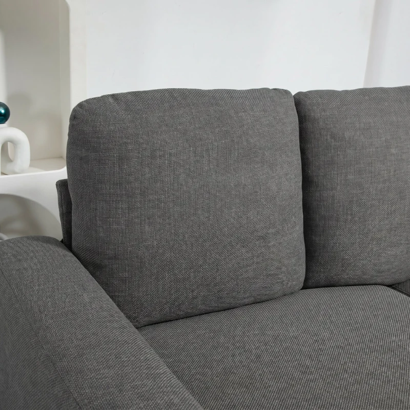 HOMCOM Canapea 3 locuri din material textil cu perne capitonate și tapițerie cu efect de in, 237x94x102cm, gri(m-7)