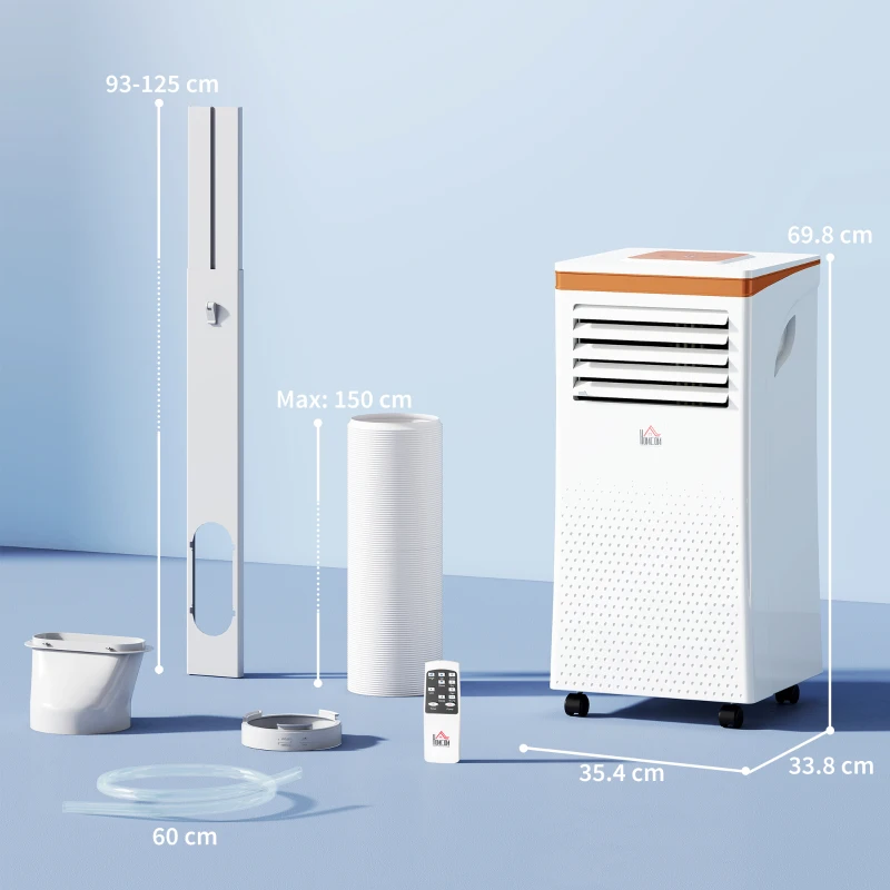 HOMCOM Portable Air Conditioner 7000 BTU, 4-in-1 Air Conditioning Unit with Cooling, Fan, 19.2L/Day Dehumidifier & Sleep Mode, LED Display, Remote Control, 24H Timer, Window Kit for Rooms up to 26㎡