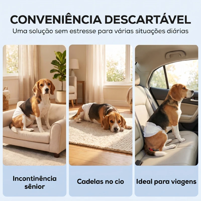 PawHut Fraldas Descartáveis para Cães Machos 48 Unidades Super Absorventes Antifugas para Cães Tamanho M