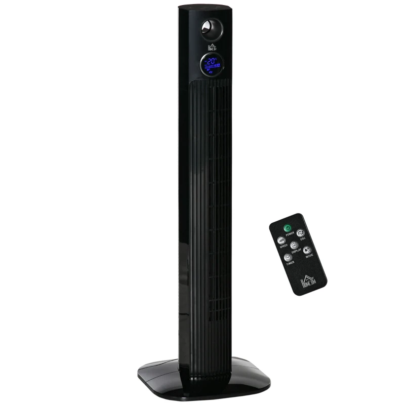 HOMCOM Ventilatore Colonne Oscillante 70° con 3 modalità e 3 velocità, Telecomando e Timer 12h, 31.5x31.5x96 cm, Nero