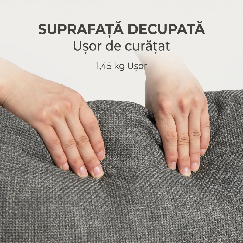 HOMCOM Canapea 3 locuri din material textil cu perne capitonate și tapițerie cu efect de in, 237x94x102cm, gri(m-8)