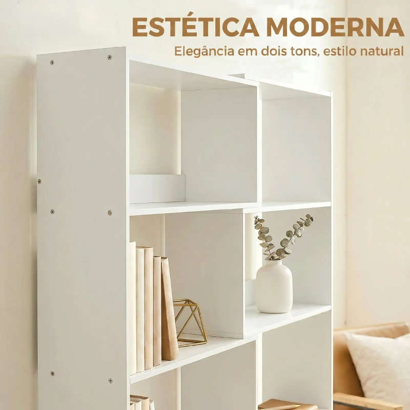 HOMCOM Estante Expansível 5 Níveis Estante para Livros Giratória 350° Largura Ajustável Convertível em L Reta ou Compacta 111,5x23,8x163,7 cm Branco