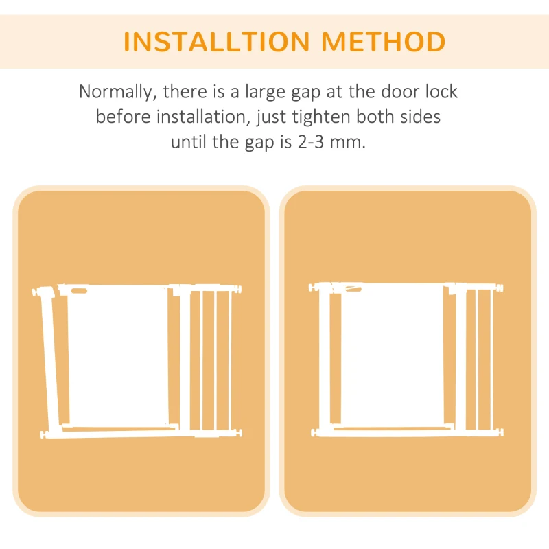 PawHut Pressure Fit Safety Gate, for Staircases, Hallways, Doorways w/ Extensions Kit, 75-103CM Adjustable Width - White