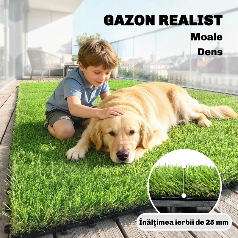 Outsunny gazon sintetic plăci modulare